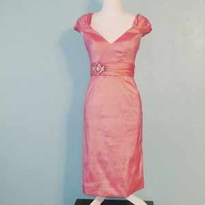 Badgley Mischka Pink Embellished Sash Formal Dress